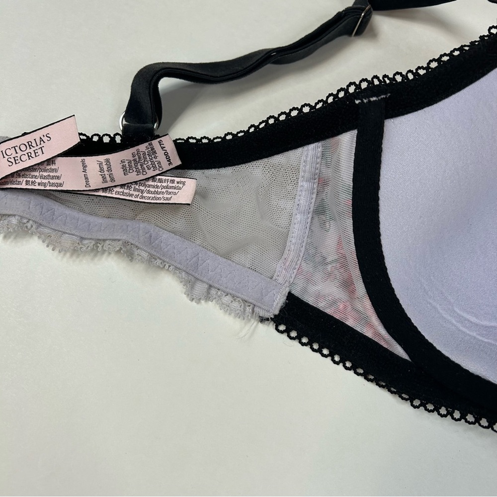 Dream Angels Victorias Secret 34DD Lined Demi Bra Floral Purple Pink Black #2954 - Picture 5 of 12